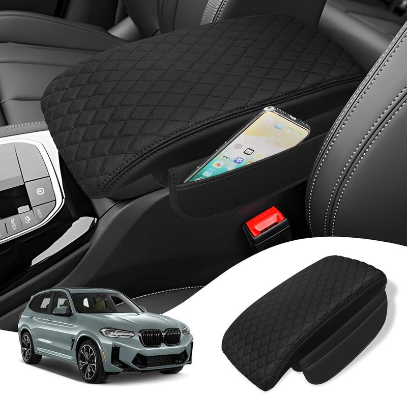 Rilsen Car Center Console Cover Armrest Cover for 2018-2023 2024 BMW X3 Center Console Pad Interior Accessories Car Armrest Seat Box Cover Protector with Pockets Storage Bag - Image 1